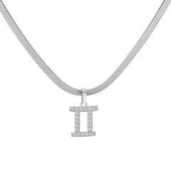 Diamond zodiac pendant gold plated copper necklace