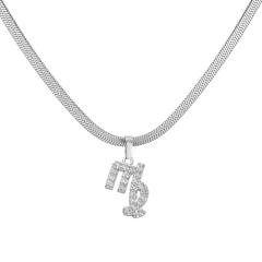 Hot sale diamond zodiac pendant copper necklace