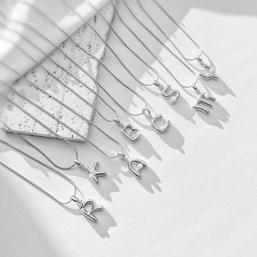 Elegant pearl bead bubble letter initial letter pendant copper necklace