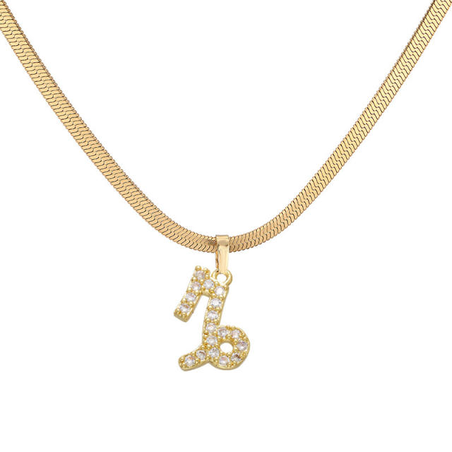 Diamond zodiac pendant gold plated copper necklace