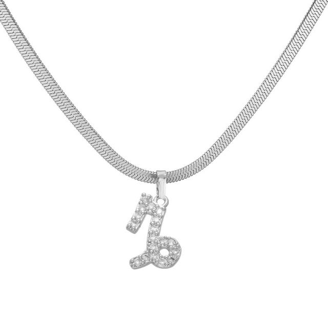 Diamond zodiac pendant gold plated copper necklace
