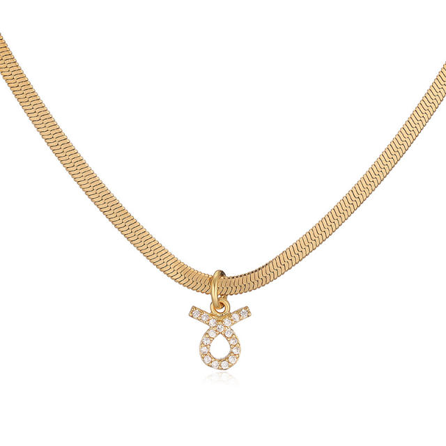 Diamond zodiac pendant gold plated copper necklace