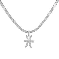 Diamond zodiac pendant gold plated copper necklace