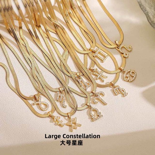 Hot sale diamond zodiac pendant copper necklace