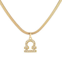 Hot sale diamond zodiac pendant copper necklace