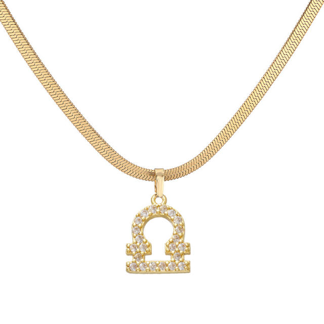 Hot sale diamond zodiac pendant copper necklace