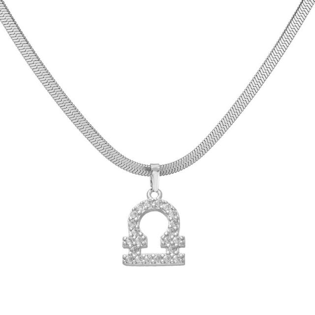 Diamond zodiac pendant gold plated copper necklace