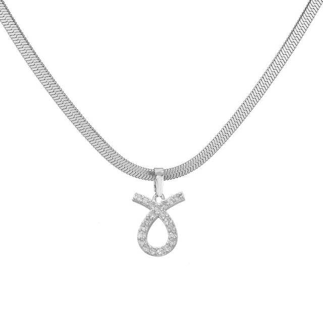 Diamond zodiac pendant gold plated copper necklace