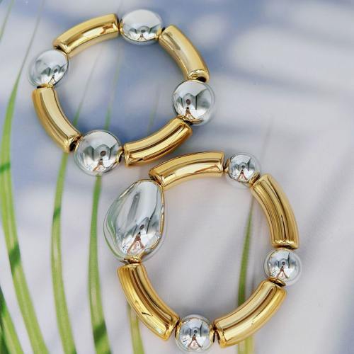 Chunky CCB gold plated elastic bangle