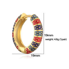 Colorful enamel gold plated copper huggie earrings