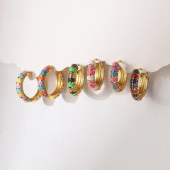 Colorful enamel gold plated copper huggie earrings