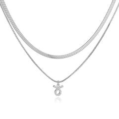 Hiphop two layer gold plated copper chain diamond zodiac pendant necklace