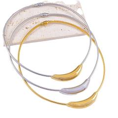 Chunky geometric stainless steel choker necklace set