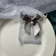 Sweet ribbon bow organza jewelry bag 50pcs