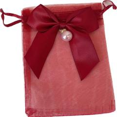 Sweet ribbon bow organza jewelry bag 50pcs