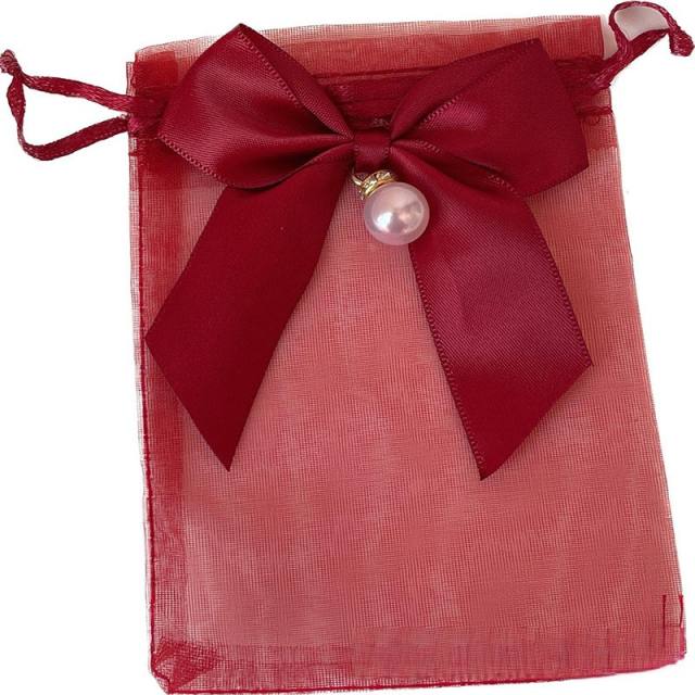 Sweet ribbon bow organza jewelry bag 50pcs
