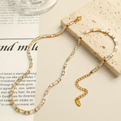 18KG luxury tennis chain stainless steel necklace bracelet set