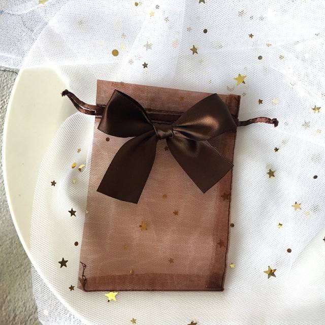 Elegant ribbon bow organza bag jewelry bag string bag 100pcs