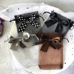 Elegant ribbon bow organza bag jewelry bag string bag 100pcs