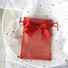 Elegant ribbon bow organza bag jewelry bag string bag 100pcs