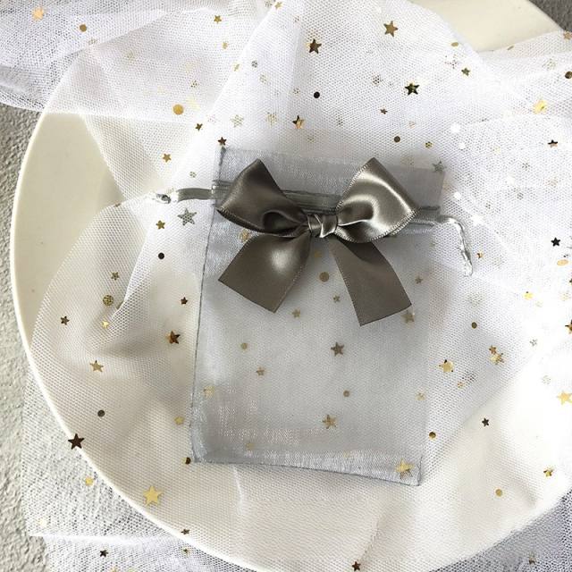 Elegant ribbon bow organza bag jewelry bag string bag 100pcs