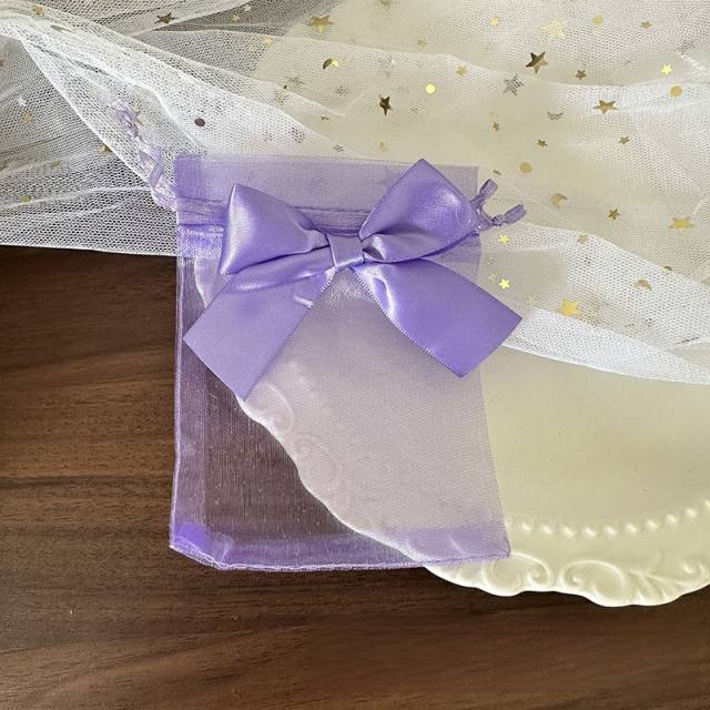 Elegant ribbon bow organza bag jewelry bag string bag 100pcs