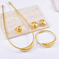 Chunky geometric stainless steel choker necklace set