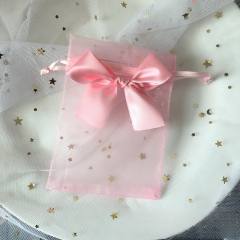 Elegant ribbon bow organza bag jewelry bag string bag 100pcs