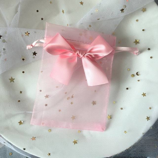 Elegant ribbon bow organza bag jewelry bag string bag 100pcs