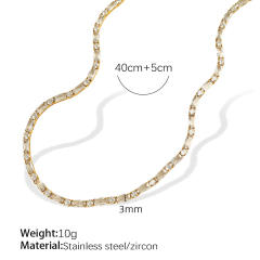 18KG luxury tennis chain stainless steel necklace bracelet set