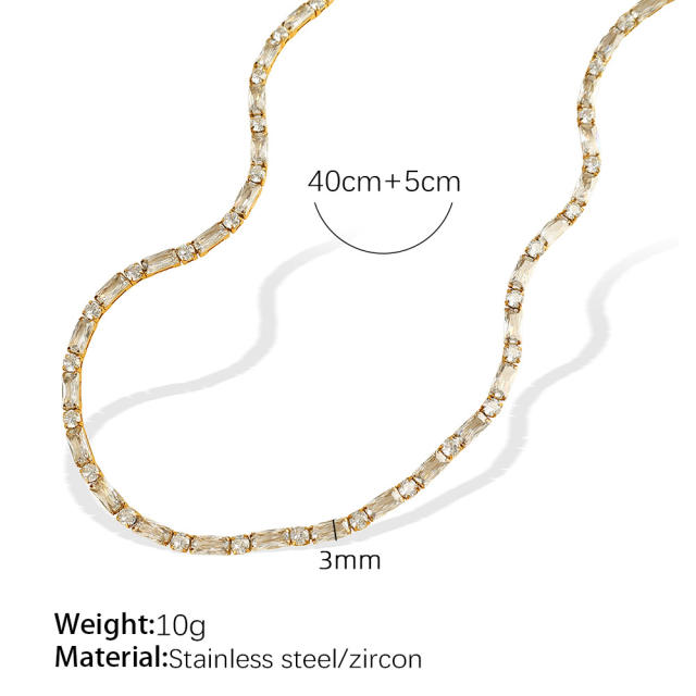 18KG luxury tennis chain stainless steel necklace bracelet set