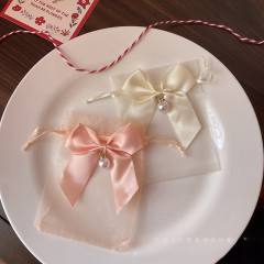 Sweet ribbon bow organza jewelry bag 50pcs