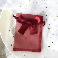 Elegant ribbon bow organza bag jewelry bag string bag 100pcs