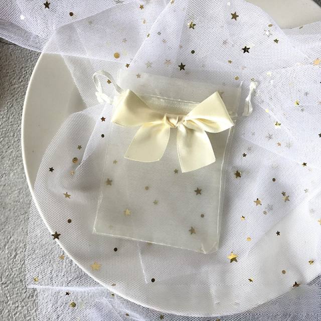 Elegant ribbon bow organza bag jewelry bag string bag 100pcs