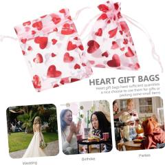 Hot sale red heart organza jewelry bag string bag Valentine's Day 100pcs