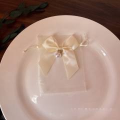 Sweet ribbon bow organza jewelry bag 50pcs