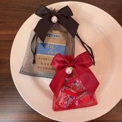 Sweet ribbon bow organza jewelry bag 50pcs