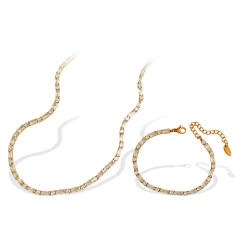 18KG luxury tennis chain stainless steel necklace bracelet set