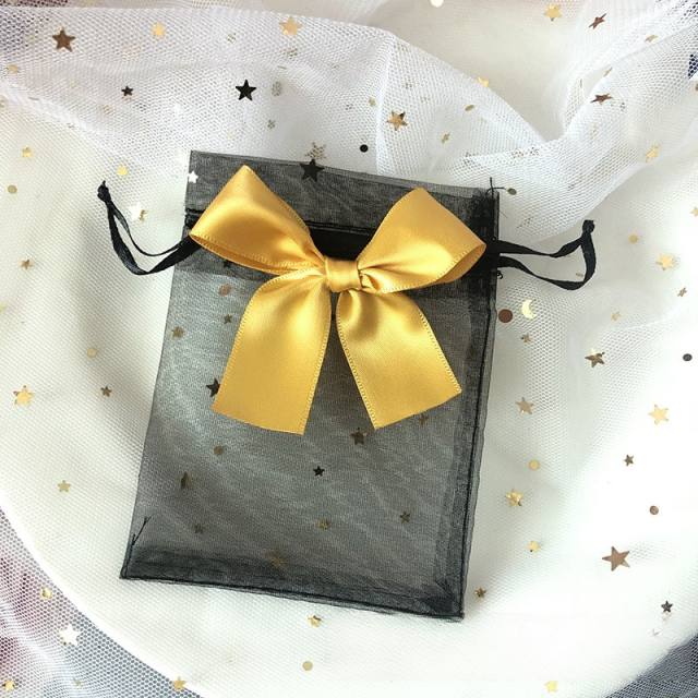 Elegant ribbon bow organza bag jewelry bag string bag 100pcs