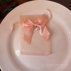 Sweet ribbon bow organza jewelry bag 50pcs