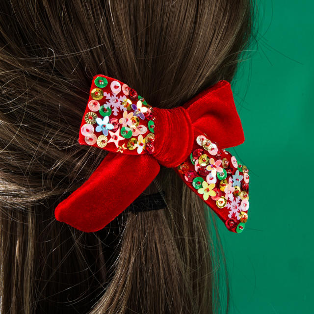Velvet bow chrismtas hair clips