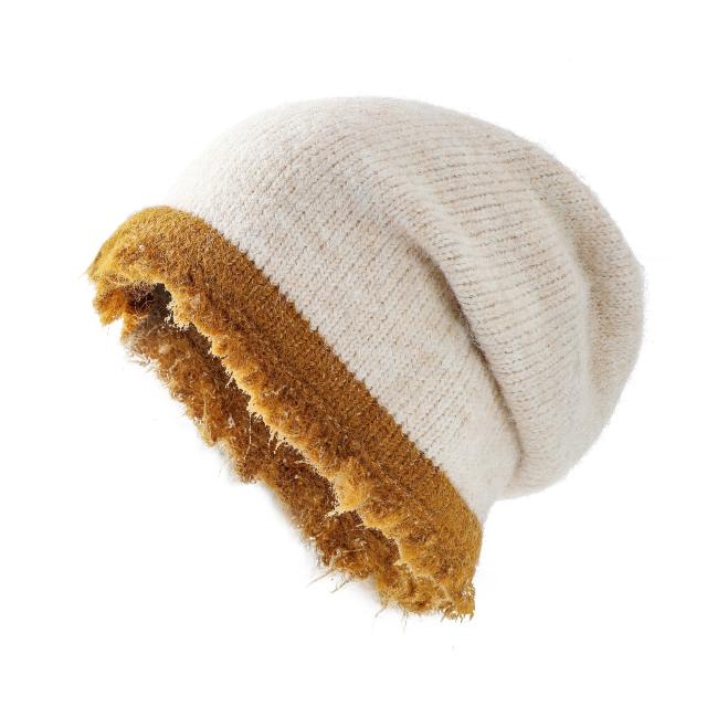 Winter mix color knitted wood yarn beanie cap