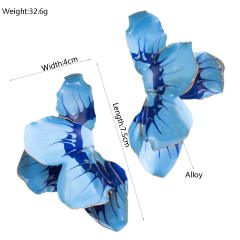 Boho color enamel alloy flower big earrings