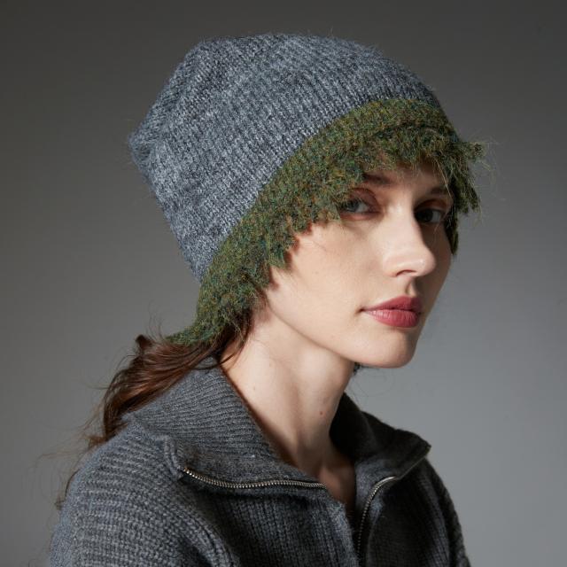 Winter mix color knitted wood yarn beanie cap