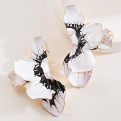 Boho color enamel alloy flower big earrings