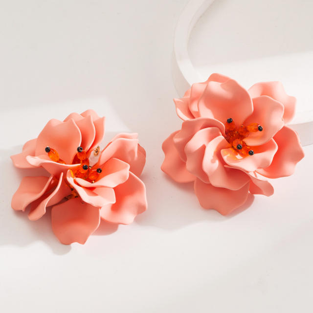 ZARA same design colorful acrylic petal flower holiday big earrings