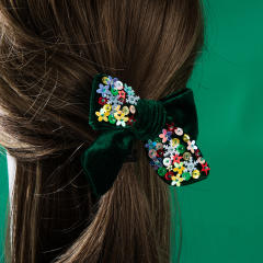 Velvet bow chrismtas hair clips