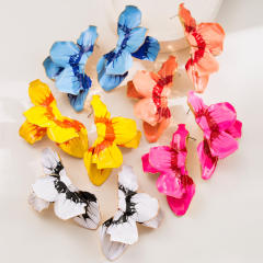 Boho color enamel alloy flower big earrings