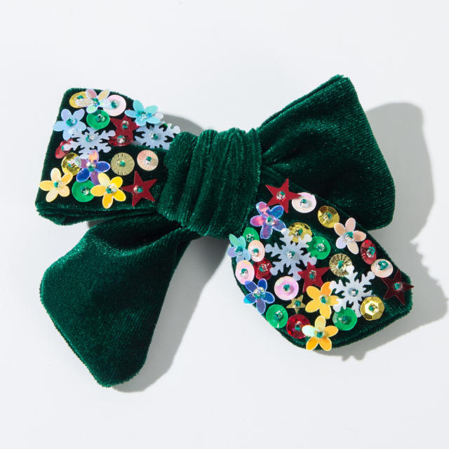 Velvet bow chrismtas hair clips