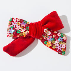 Velvet bow chrismtas hair clips
